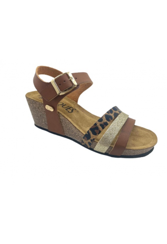 SANDALE COMPENSEE COGNAC/...