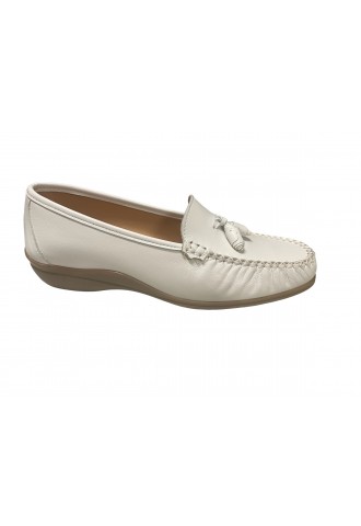 MOCASSIN CUIR BLANC