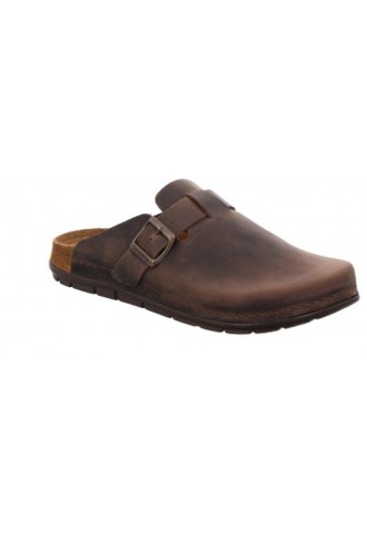 SABOT EN CUIR GRAS MARRON/...