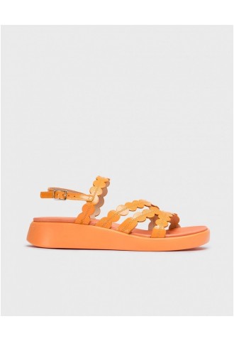 SANDALE CUIR VERNI ORANGE