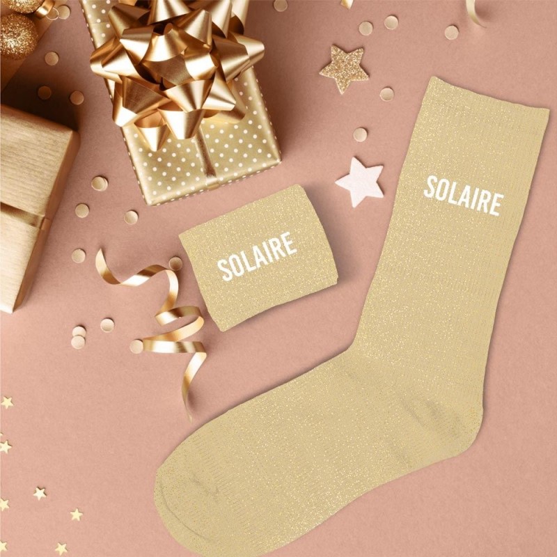 Chaussettes Paillettes Solaire Jaunes - Cadeau Original 36/42