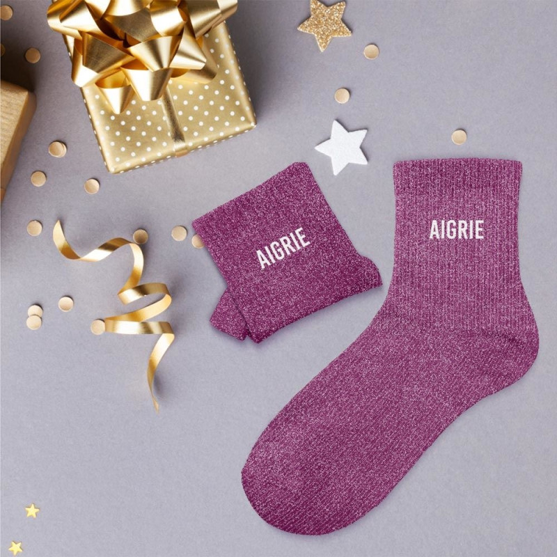 Chaussettes Paillettes Solaire Fille - Coton Jaune Pailleté - Taille 36-42 - Cadeau Original