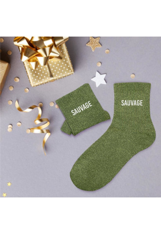 Chaussettes paillettes sauvage