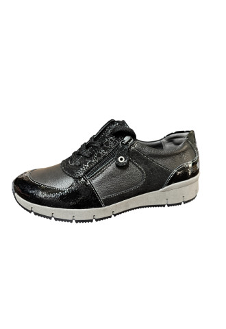 BASKETS CUIR NOIR/ 10504
