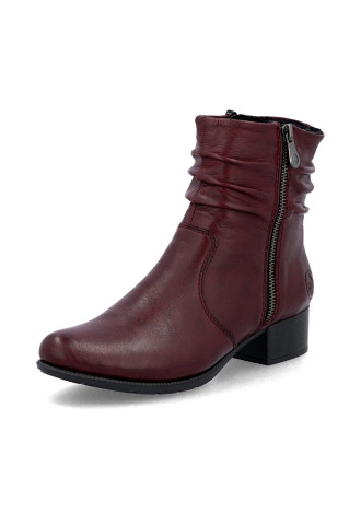 BOTTINE EN CUIR BORDEAUX/...
