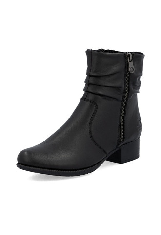 BOTTINE EN CUIR NOIR/ 78656-00