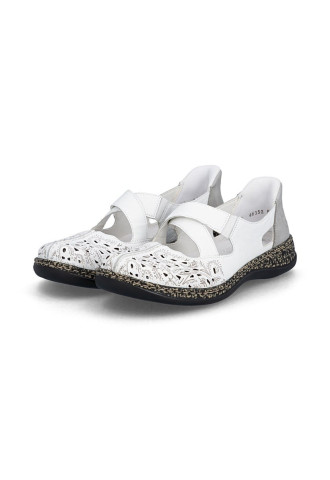 BALLERINE CUIR BLANC/ 46352-80