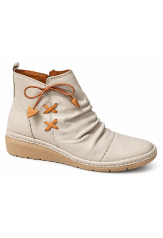 BOTTINE CUIR BEIGE COMPENSEE