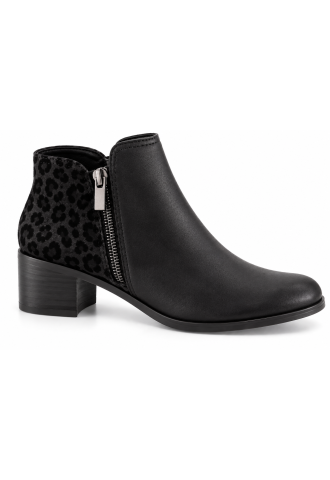 BOTTINE CUIR NOIR -...